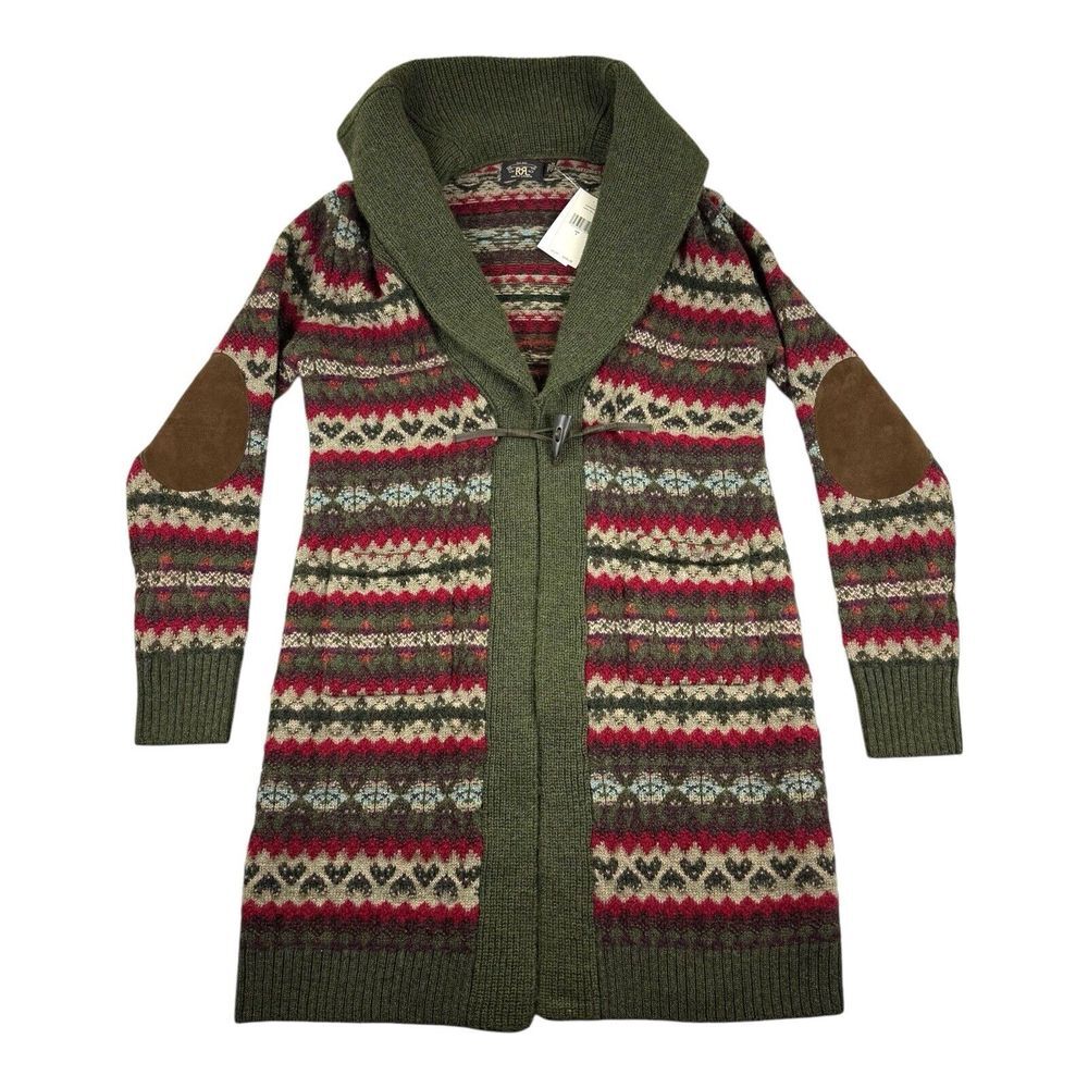 NWT $995 Retail Ralph Lauren RRL Double RL Fair Isle Long Cardigan Sz 4 Wool